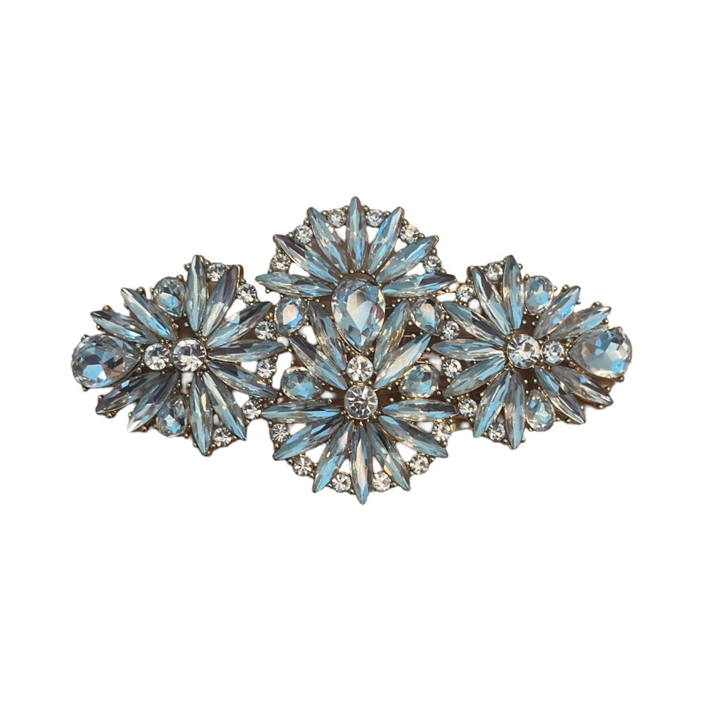 Elegant floral white crystal hair clip.